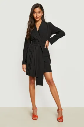 Pleated Wrap Blazer Dress