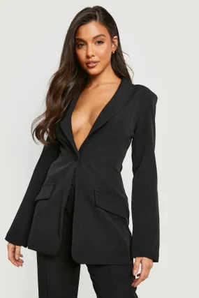 Plunge Front Fitted Tailored Blazer