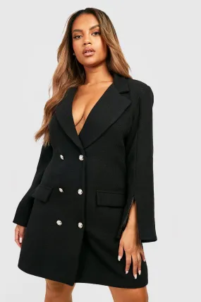 Plus Boucle Double Breasted Blazer Dress