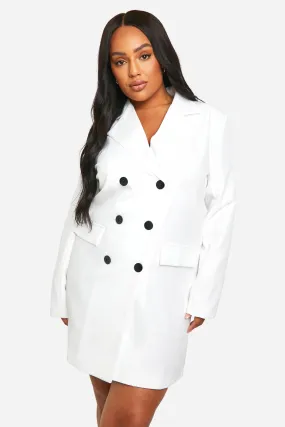 Plus Contrast Button Blazer Dress