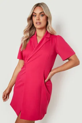 Plus Short Sleeve Wrap Blazer Dress