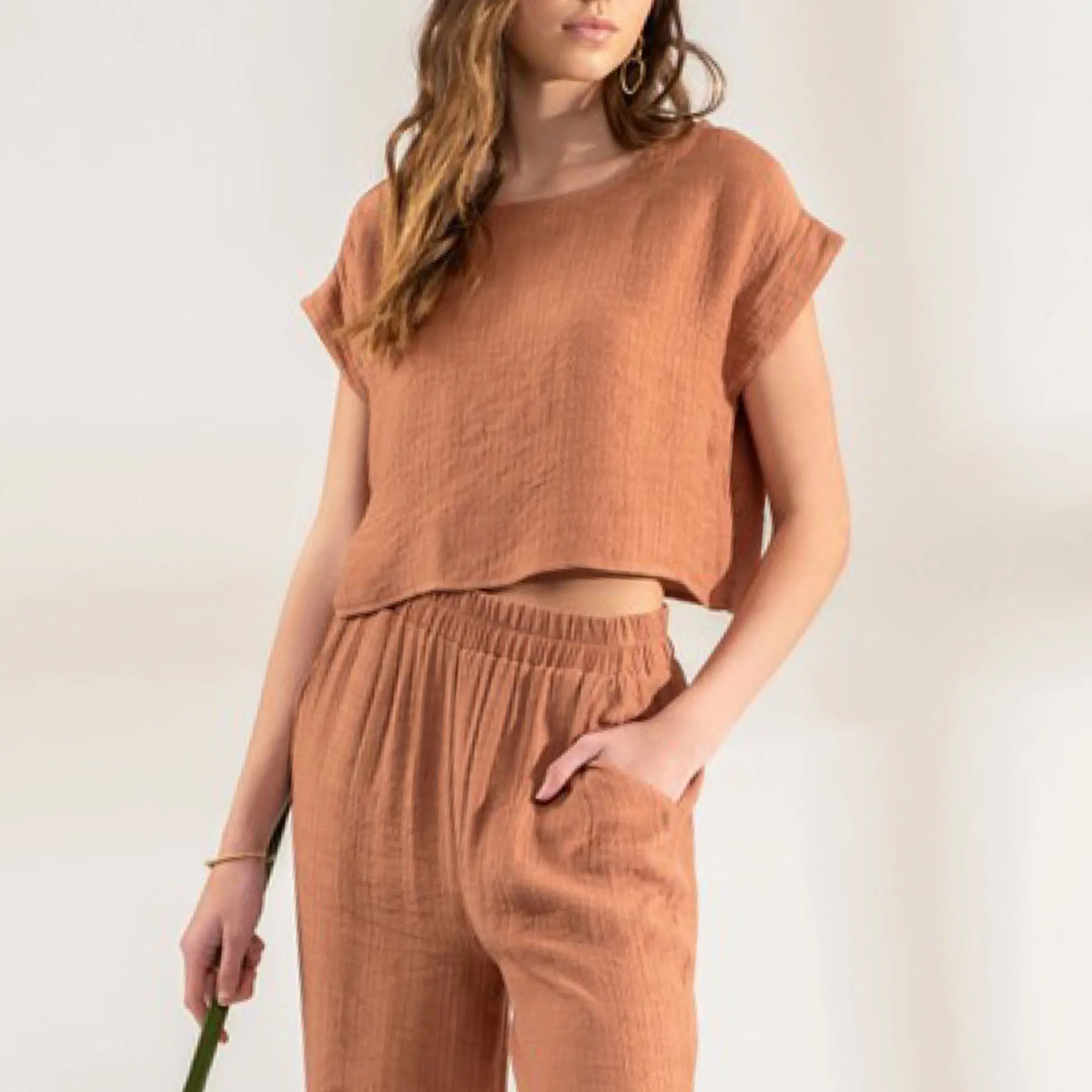 Pomeroy Boxy Woven Top Sienna