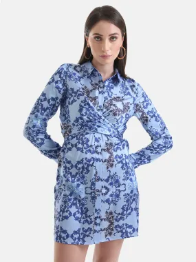 Printed Tie Knot Wrap Dress