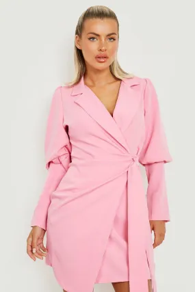 Puff Sleeve Bow Side Blazer Dress