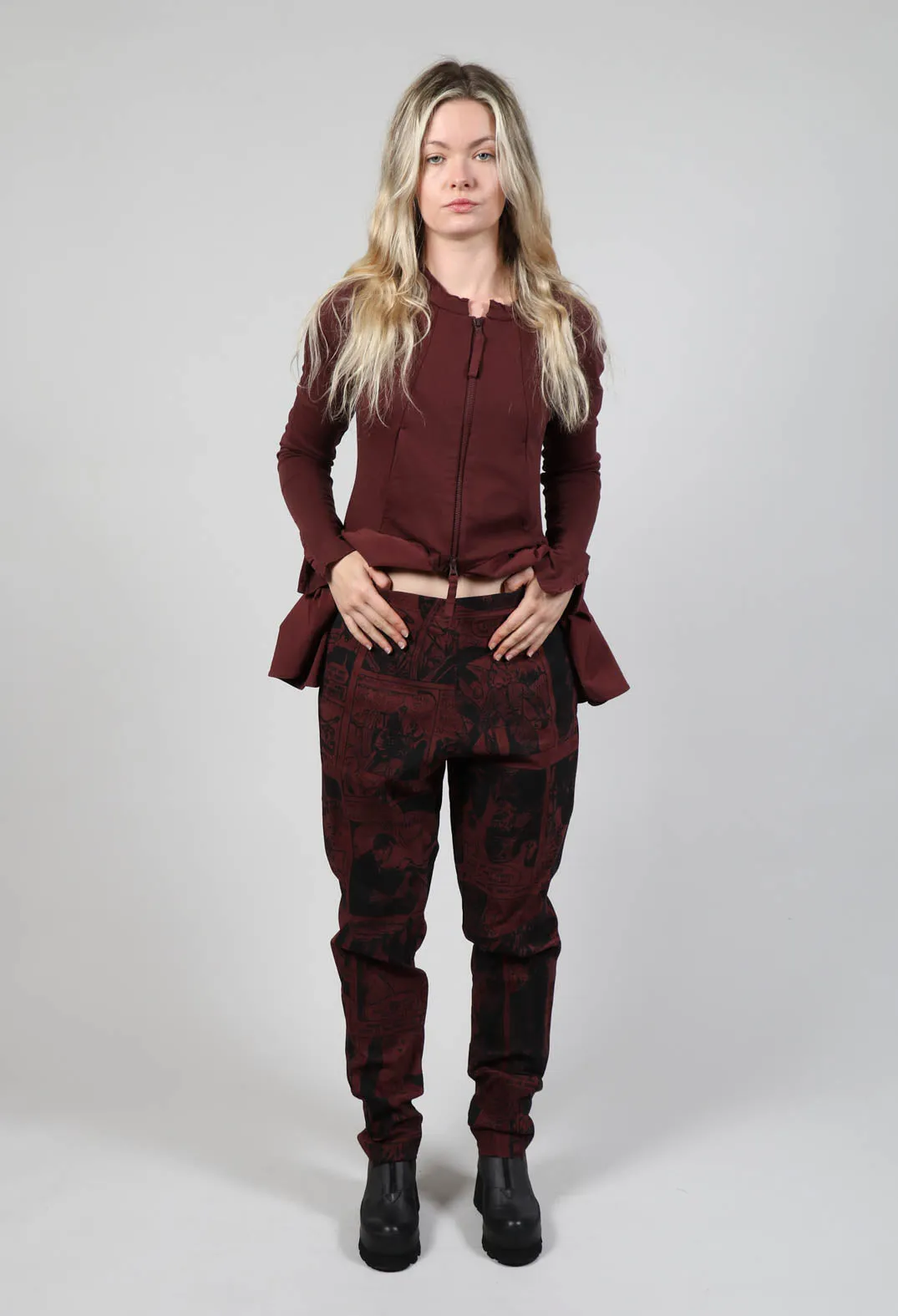 Pull On Slim Fit Trousers in Wood Comic