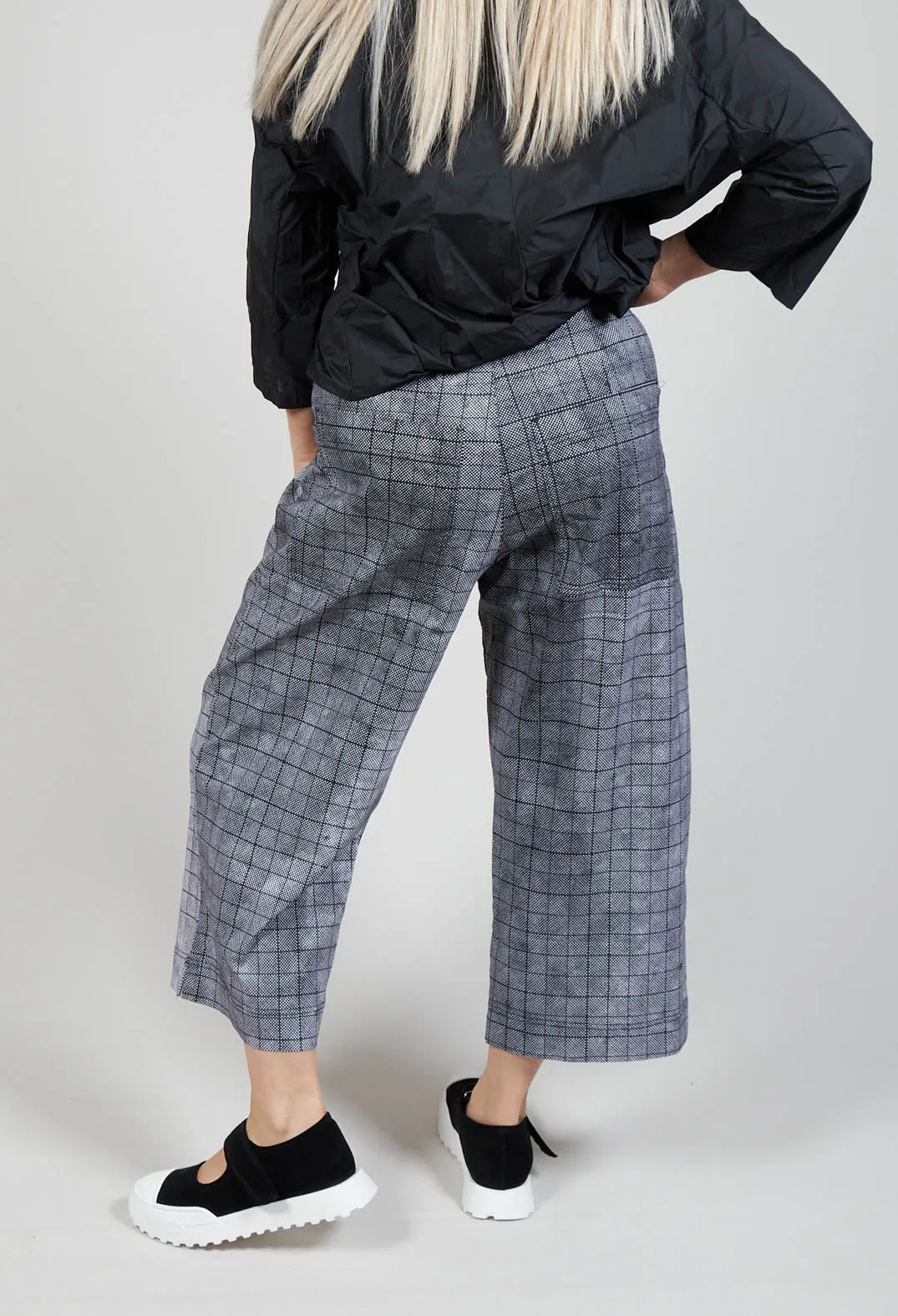 Pull On Wide Leg Trousers in Black Print