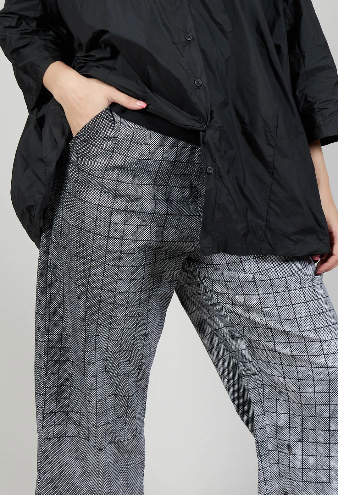 Pull On Wide Leg Trousers in Black Print