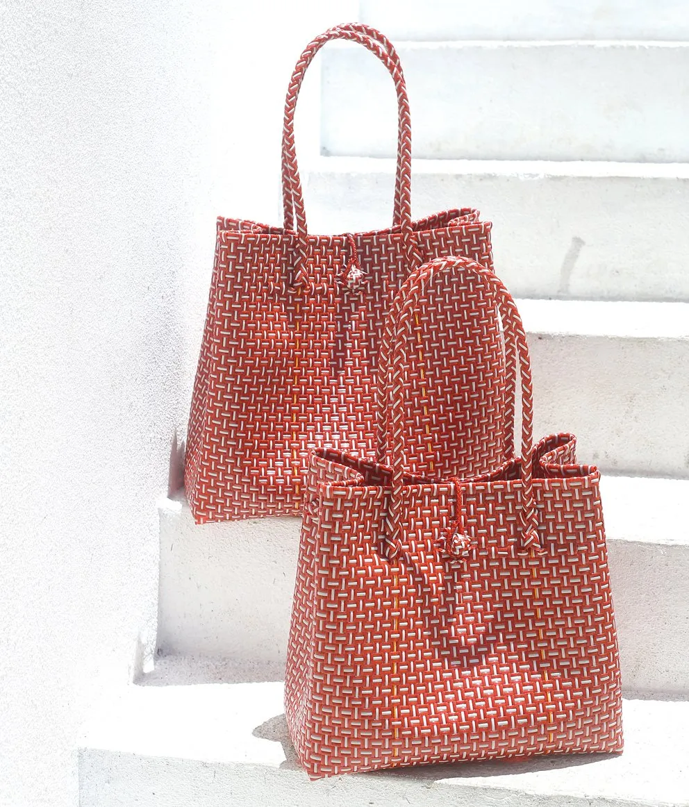 Red & White TOKO Recycled Woven Tote Bag