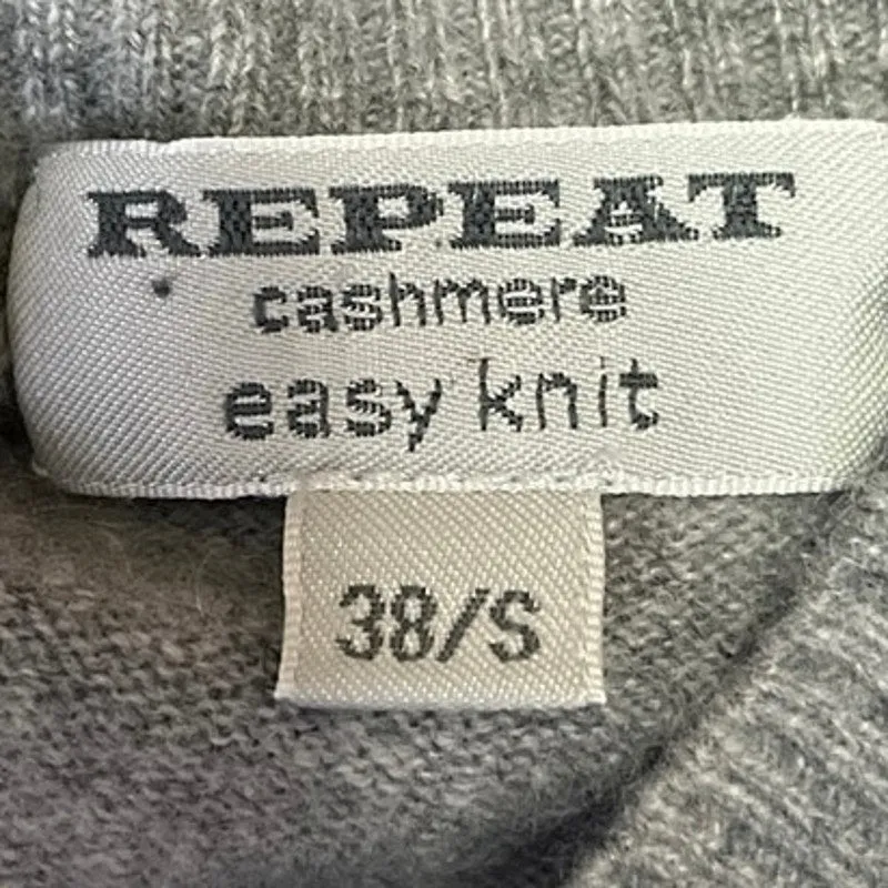 Repeat Easy Knit Gray 100% Cashmere V-Neck Long Sleeve Pullover Sweater Size S