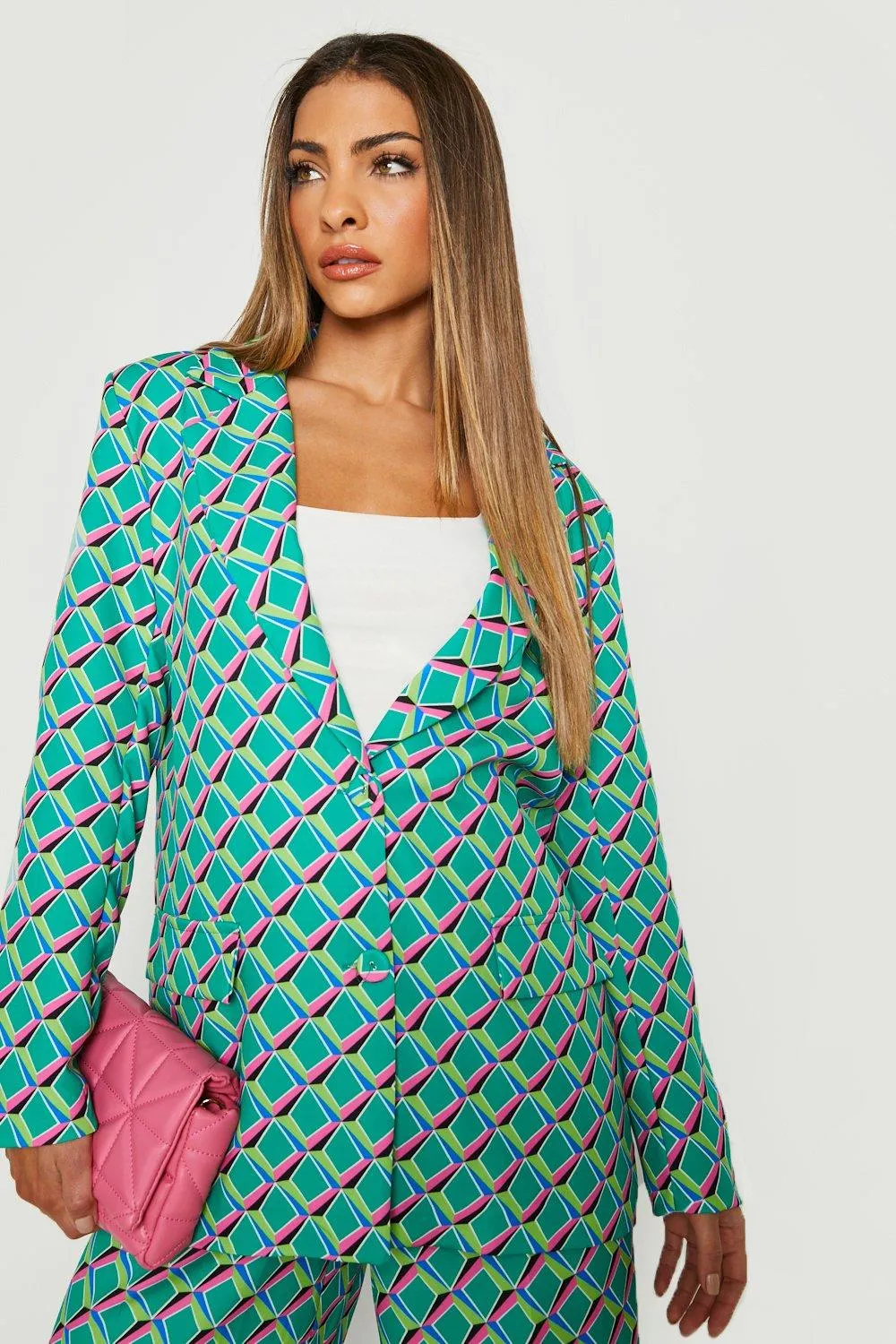 Retro Print Relaxed Fit Blazer