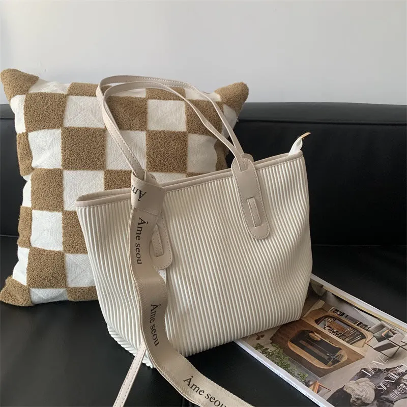 Ribbed White Tote Bag