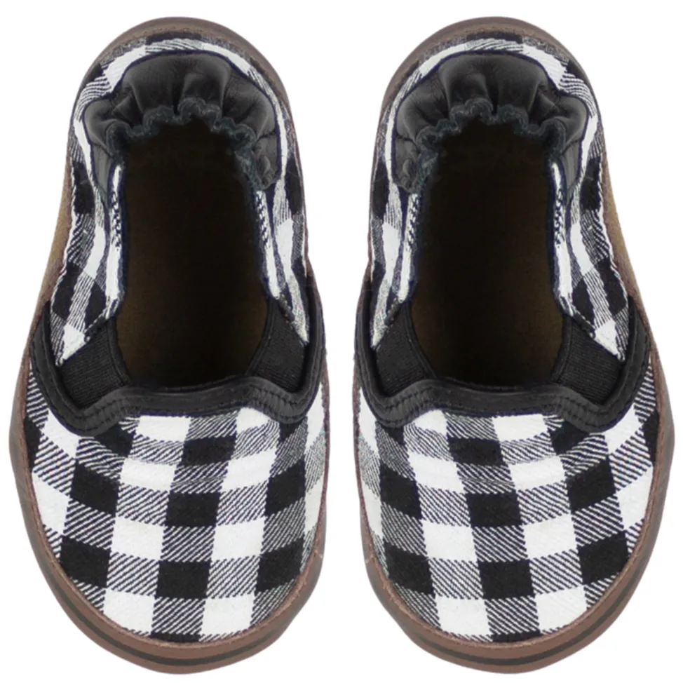 Robeez Plaid Black Flannel Liam Soft Sole Shoes