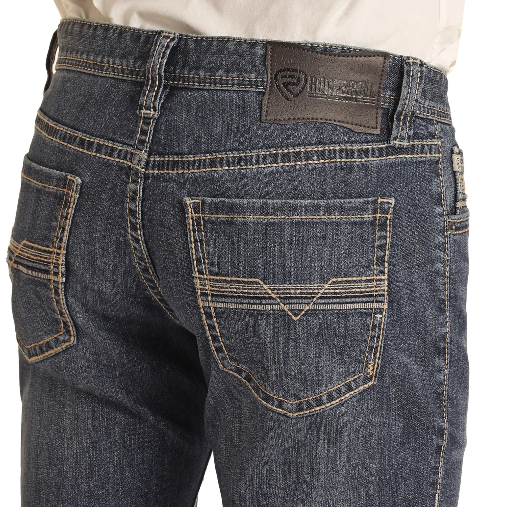 Rock & Roll Men's Med Wash Straight Leg Jeans