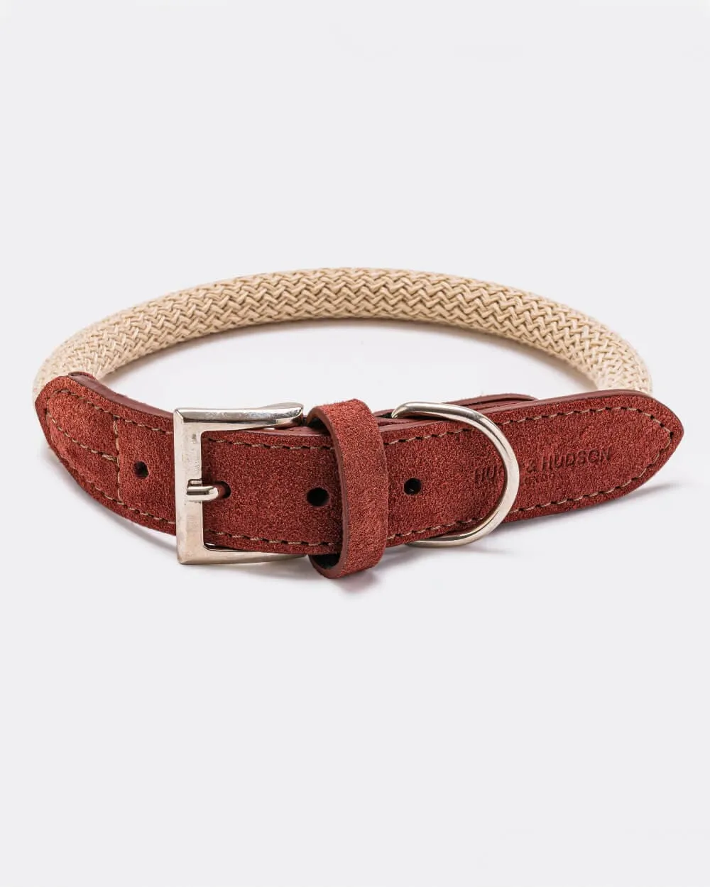 Rope and Suede Leather Dog Collar - Brown