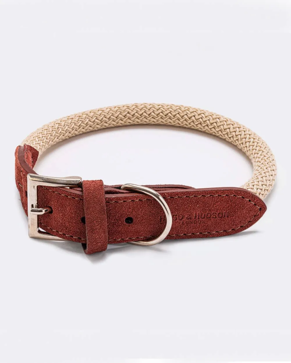 Rope and Suede Leather Dog Collar - Brown