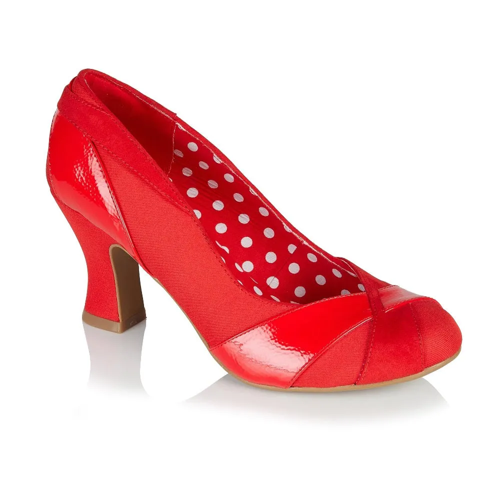 Ruby Shoo Tatum Red Detachable Bow Court Shoes