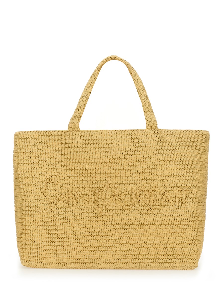 SAINT LAURENT    RAFFIA LOGO TOTE BAG