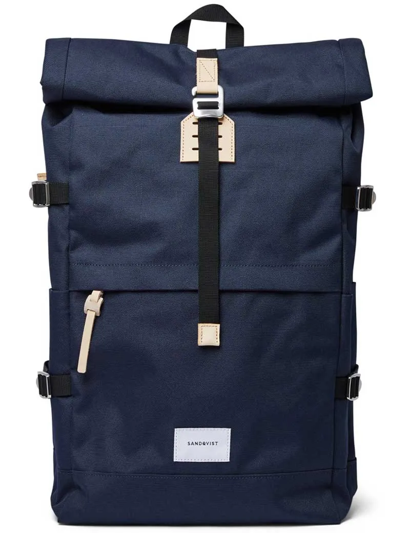 Sandqvist Bernt Backpack Navy Natural Leather