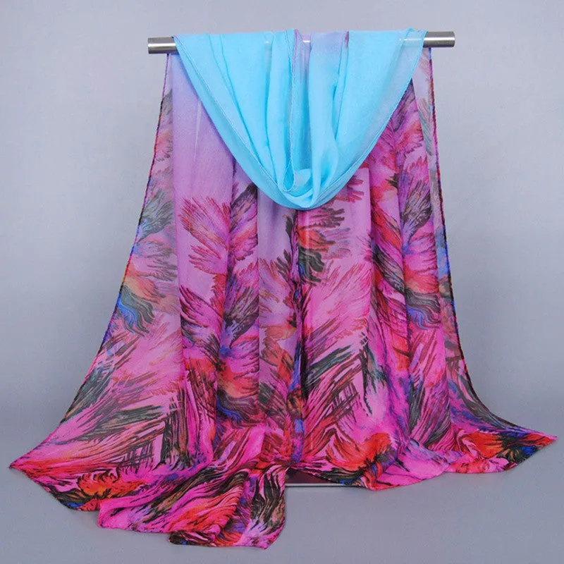 Scarf Luxury Women Printing Long Soft Wrap scarfs from India Ladies Shawl Chiffon Scarves