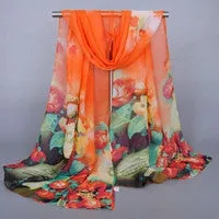 Scarf Luxury Women Printing Long Soft Wrap scarfs from India Ladies Shawl Chiffon Scarves