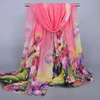 Scarf Luxury Women Printing Long Soft Wrap scarfs from India Ladies Shawl Chiffon Scarves