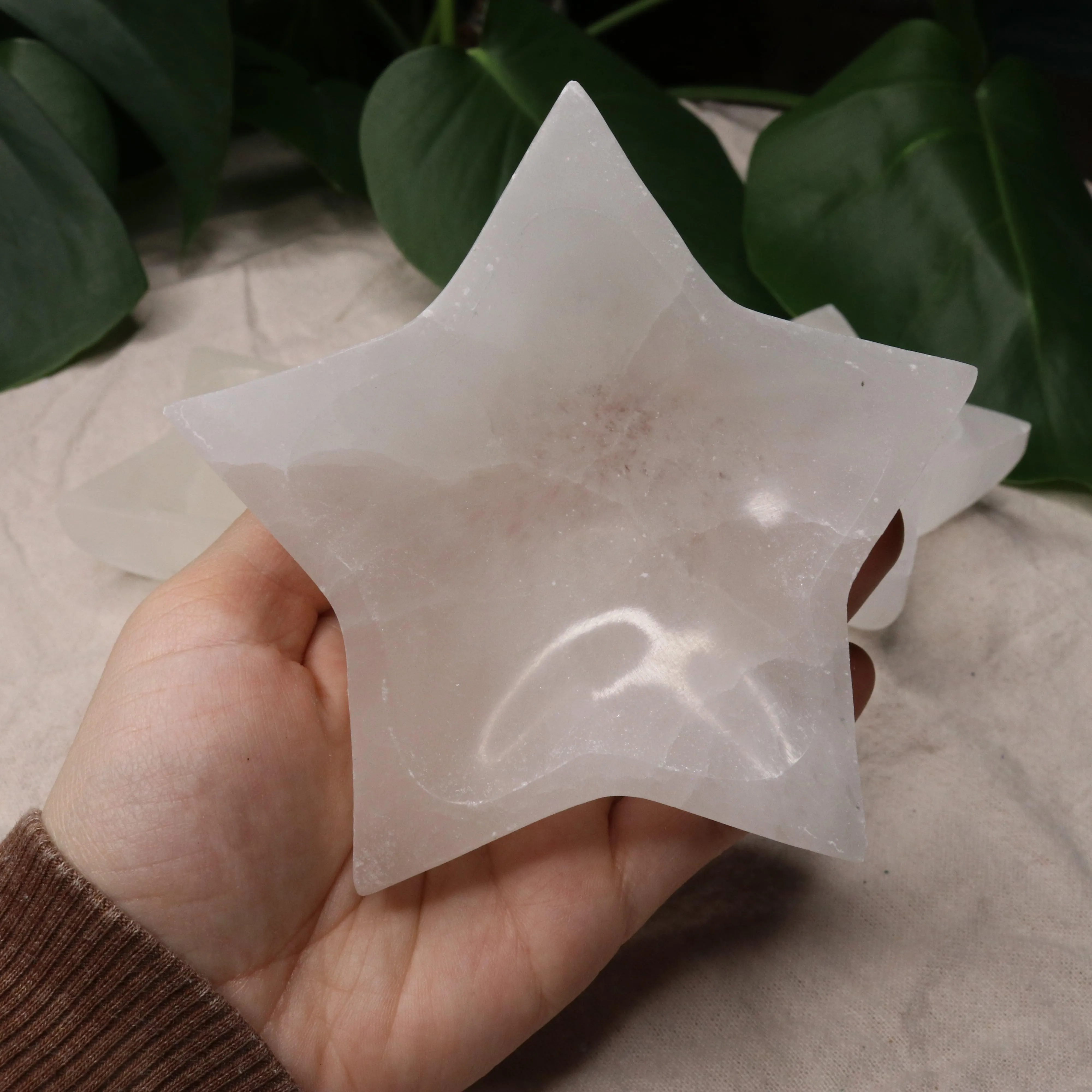 Selenite Star Bowl Carving ~ Recharge & Cleanse Gemstone Jewelry and Small Stones