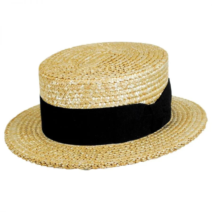 Sennett Straw Boater In Italian Hard Straw