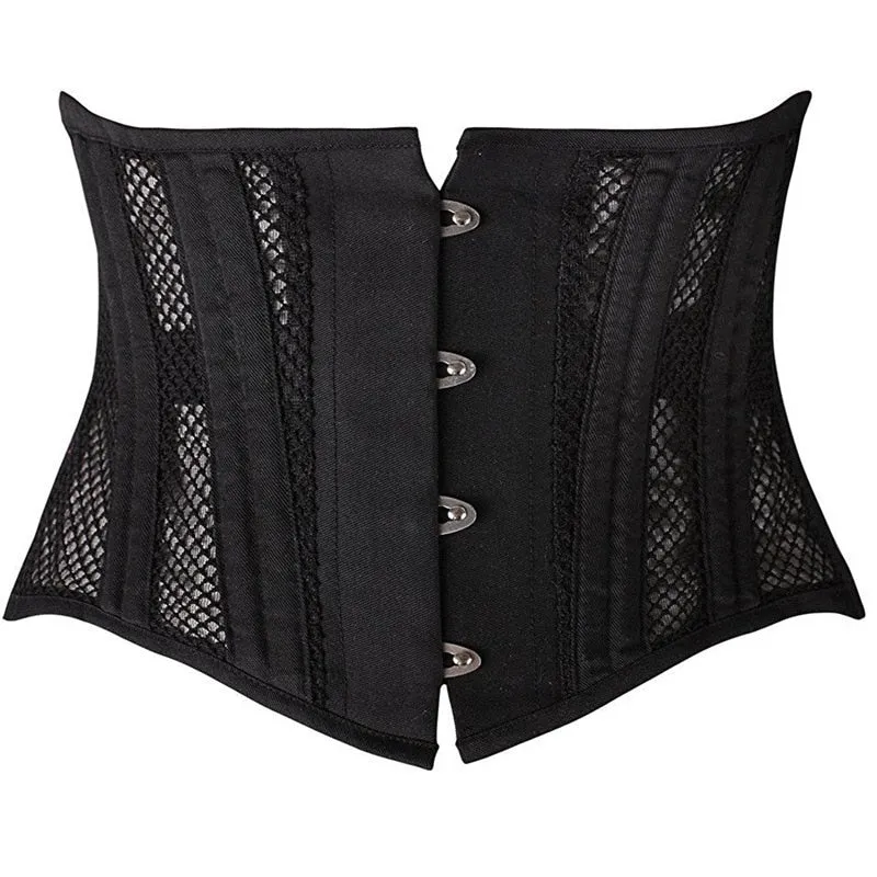 Sexy Women Double Steel Boned Short Underbust Mesh Breathable Waist Trainer Corset Bustiers