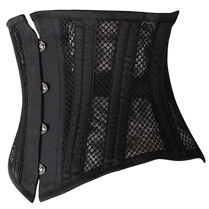 Sexy Women Double Steel Boned Short Underbust Mesh Breathable Waist Trainer Corset Bustiers