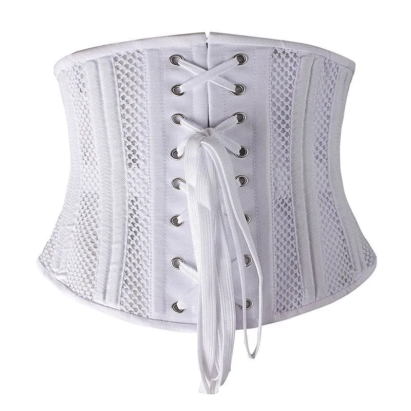 Sexy Women Double Steel Boned Short Underbust Mesh Breathable Waist Trainer Corset Bustiers