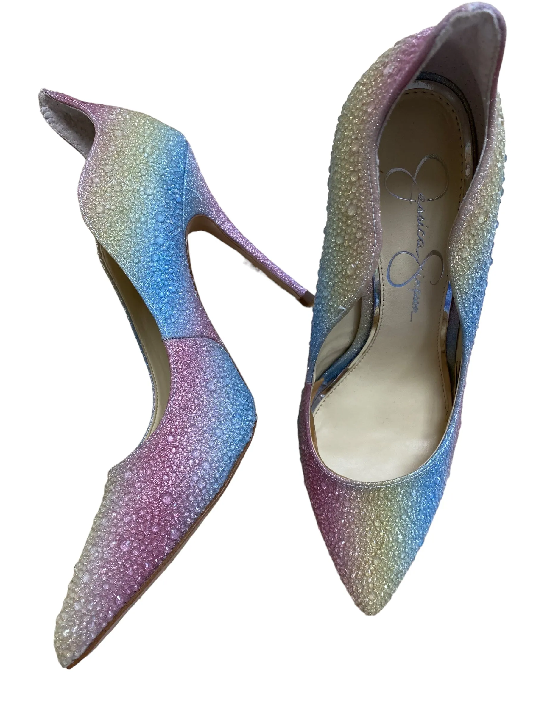 Shoes Heels Stiletto By Jessica Simpson In Rainbow Print, Size: 8.5