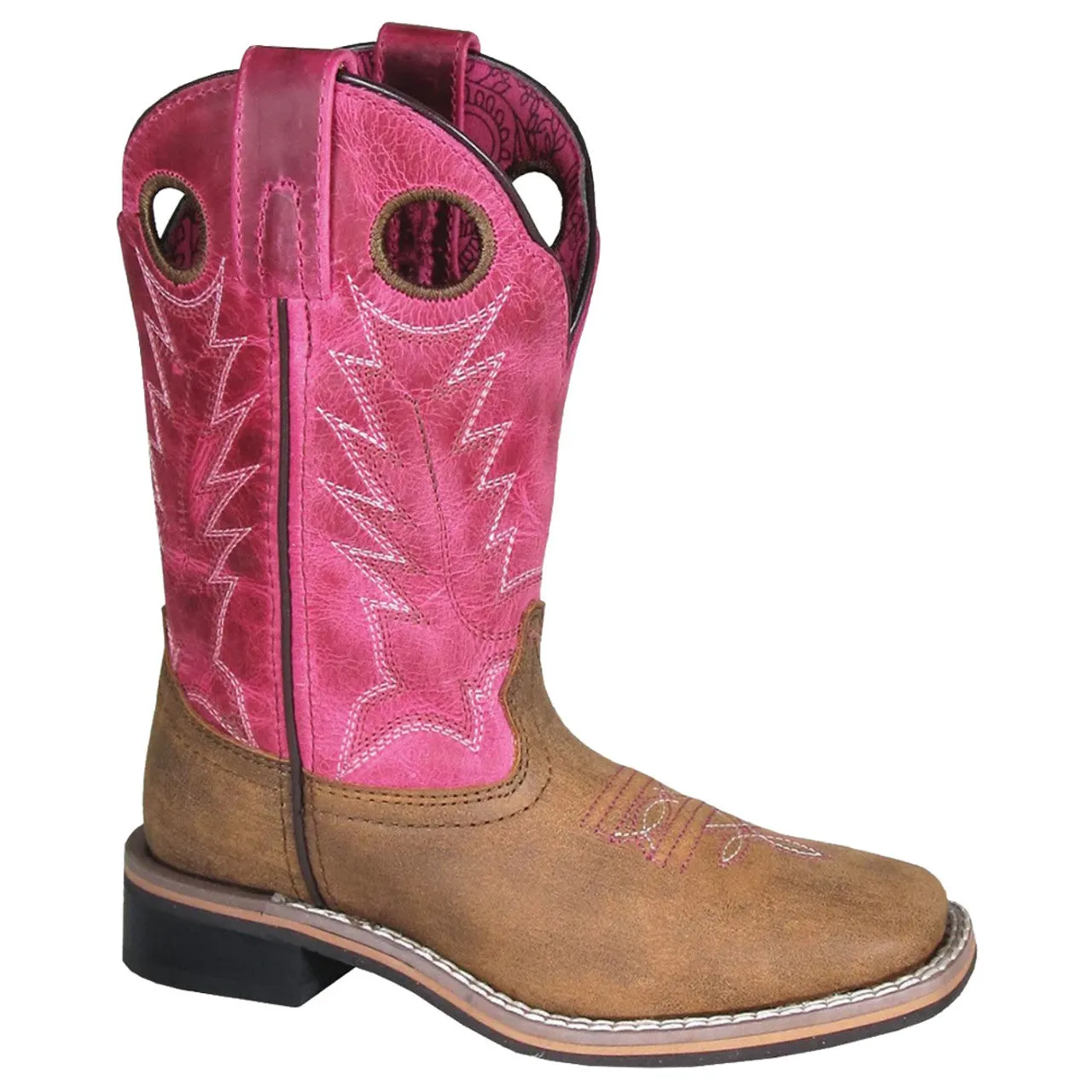 SMOKY MOUNTAIN BOOTS GIRLS TRACIE BROWN/PINK DISTRESS LEATHER SIZE 12.5