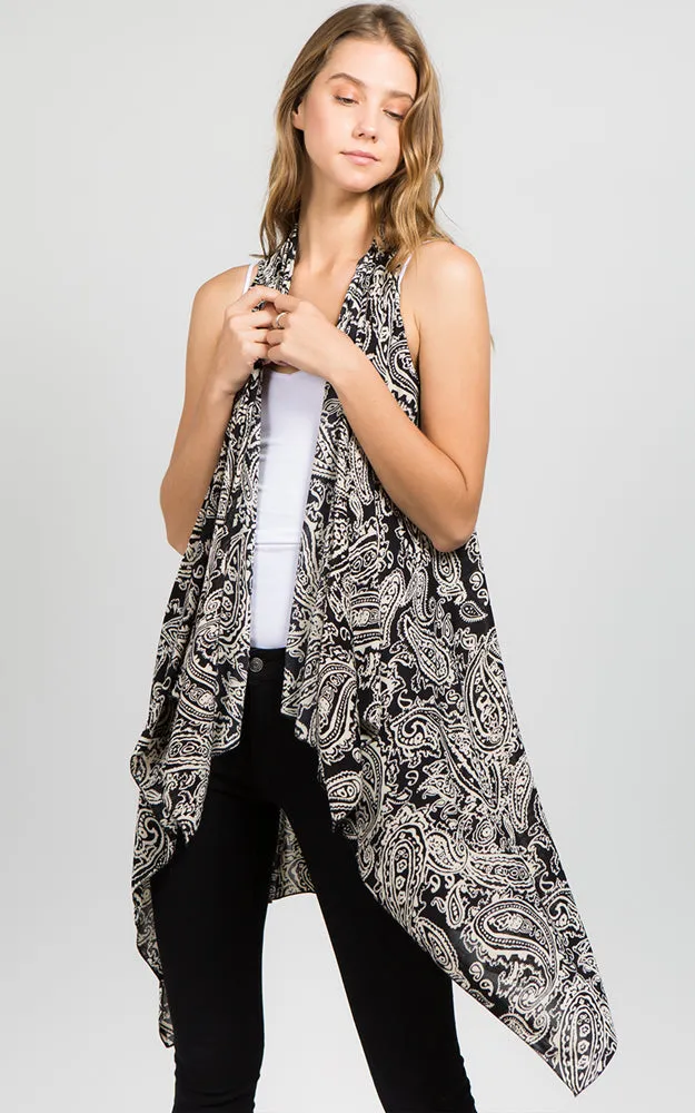 SN85 Spandex Paisley Pattern Long Vest