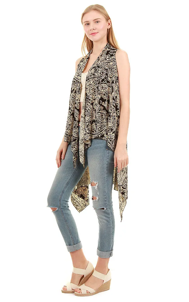 SN85 Spandex Paisley Pattern Long Vest