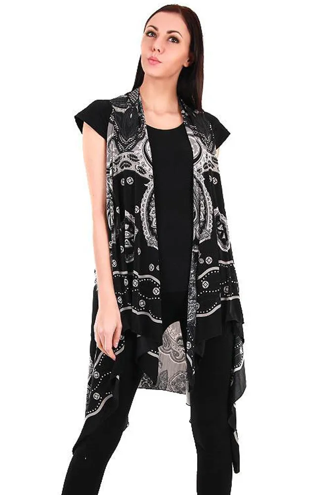 SN85 Spandex Paisley Pattern Long Vest