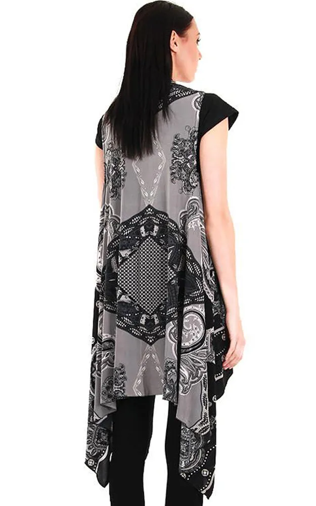 SN85 Spandex Paisley Pattern Long Vest