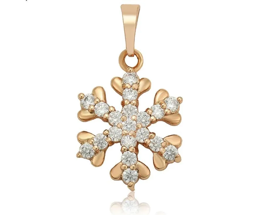 Snowflake Pendant Necklace 18k Gold plated