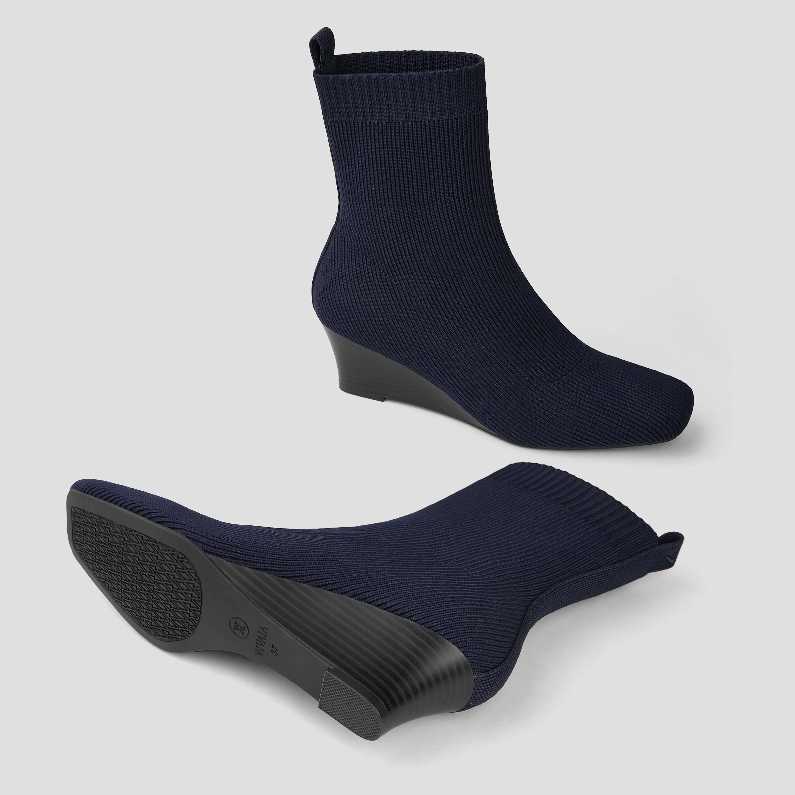   Square-Toe Water-Repellent Boots (Margot Wedge Bootie)