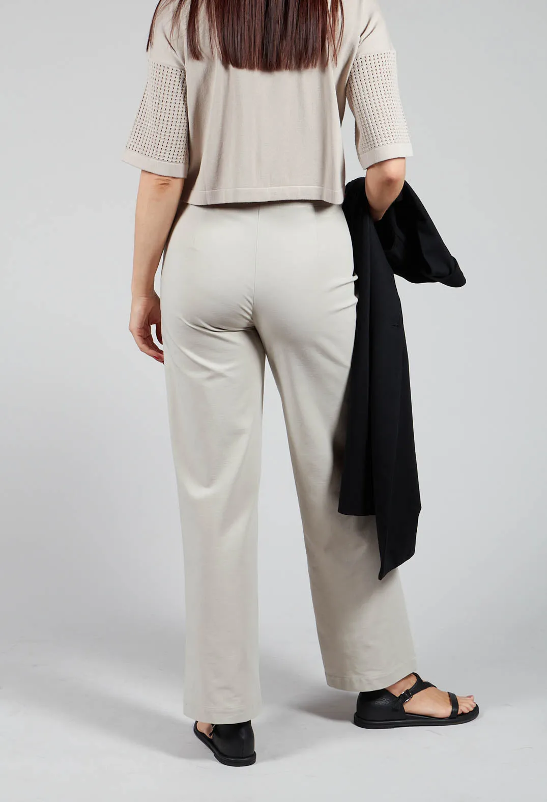 Straight Leg Trousers with Cut Out in Mastic