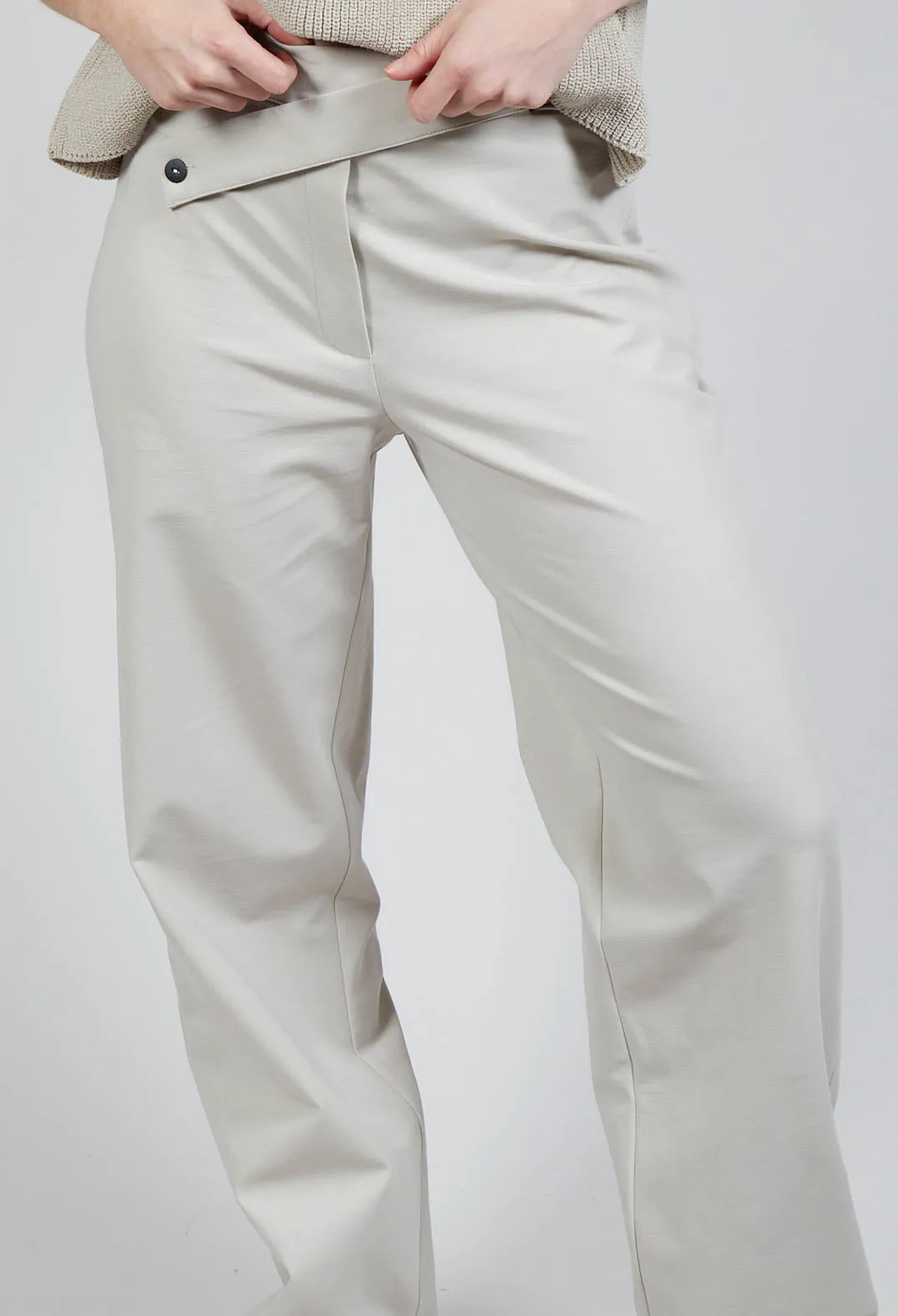 Straight Leg Trousers with Cut Out in Mastic