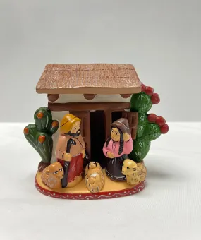 Straw Hut Nativity Scene