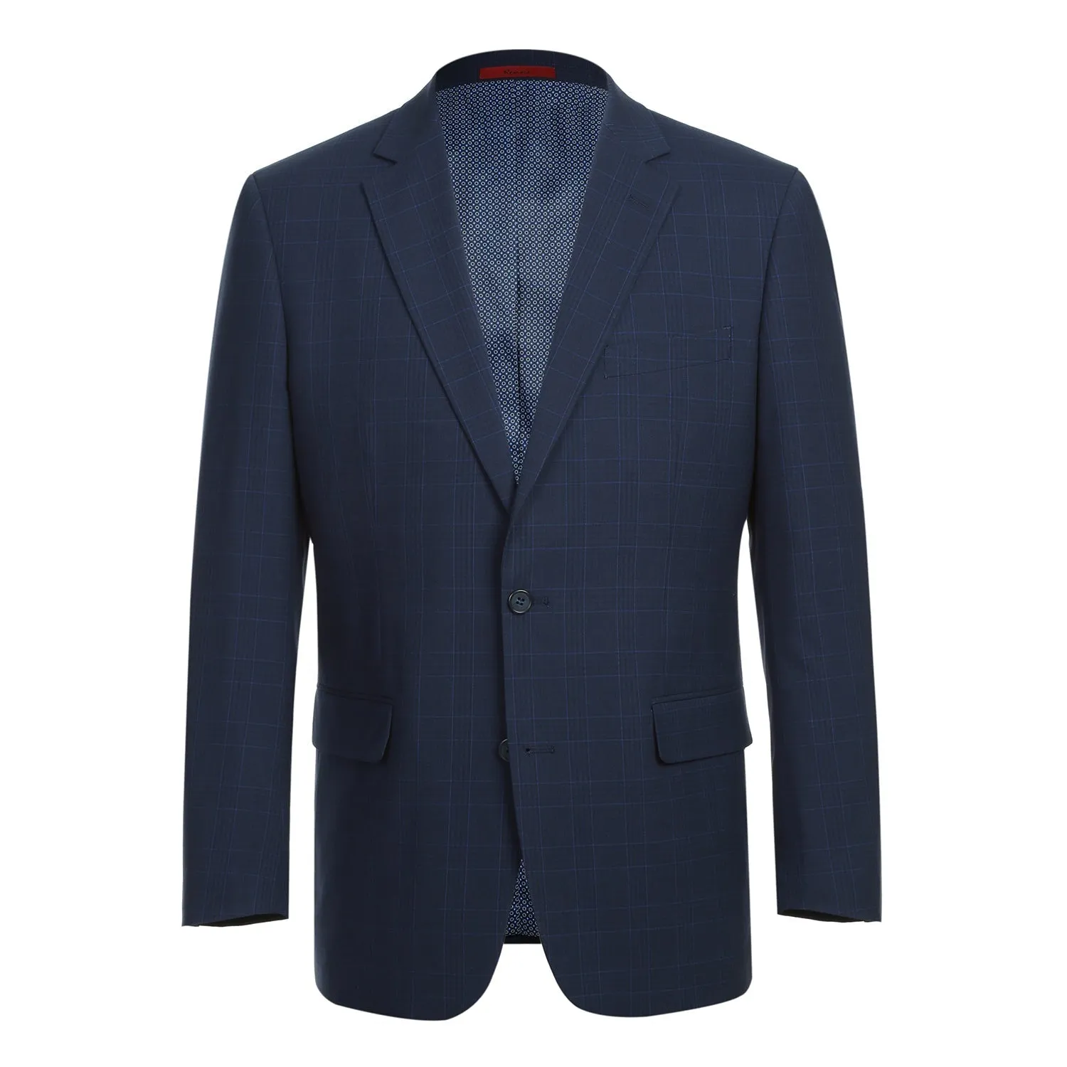 Stretch Performance 2-Button CLASSIC FIT Suit in Navy Check (Short, Regular, and Long Available) by Renoir