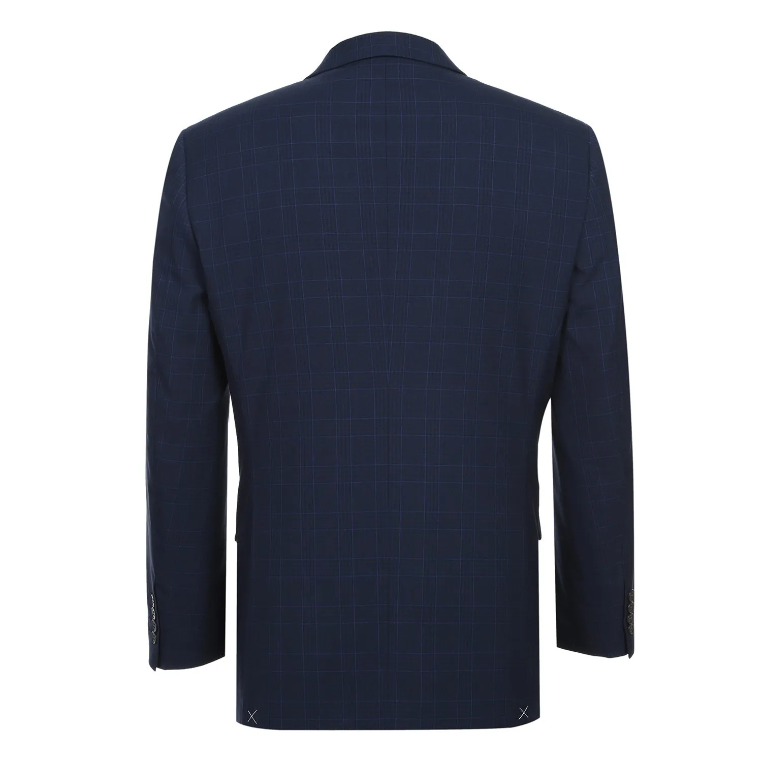 Stretch Performance 2-Button CLASSIC FIT Suit in Navy Check (Short, Regular, and Long Available) by Renoir