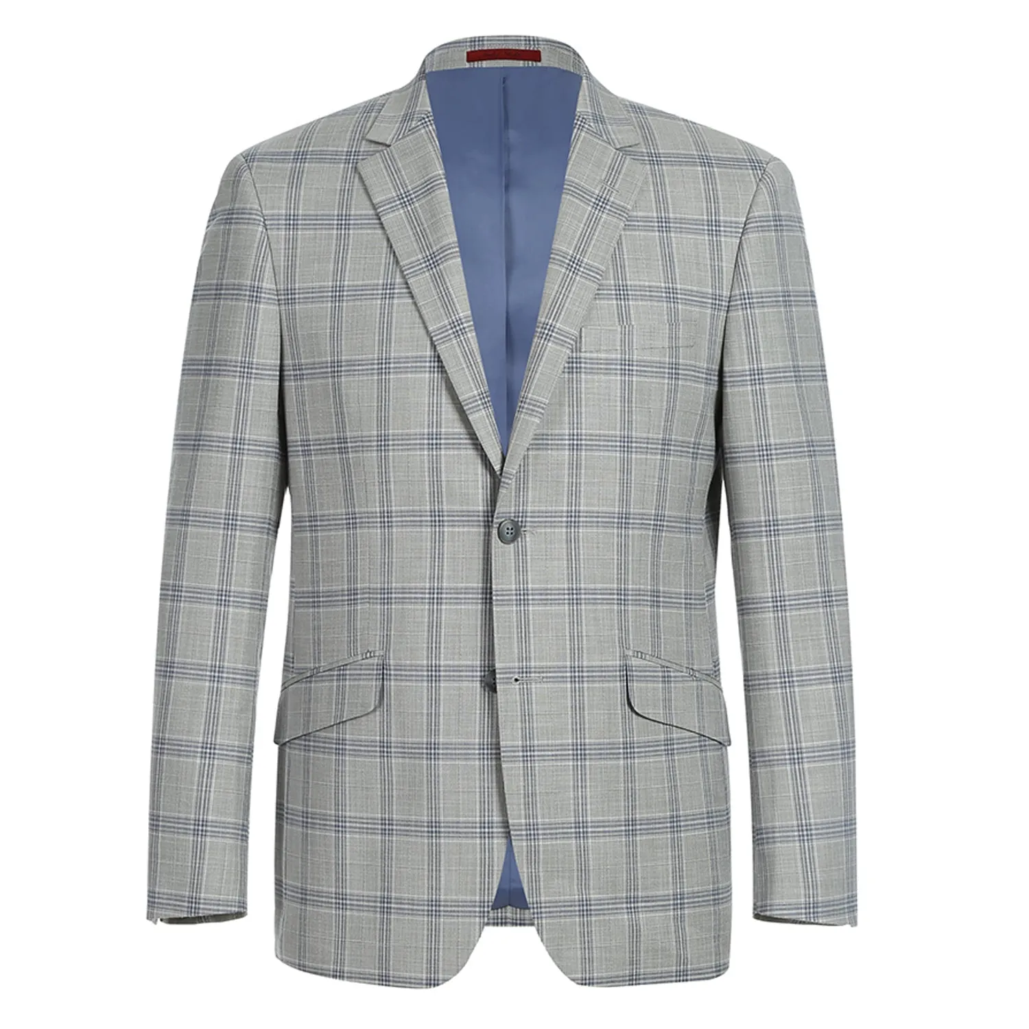 Stretch Performance 2-Button SLIM FIT Suit in Grey and Blue Check (Short, Regular, and Long Available) by Renoir