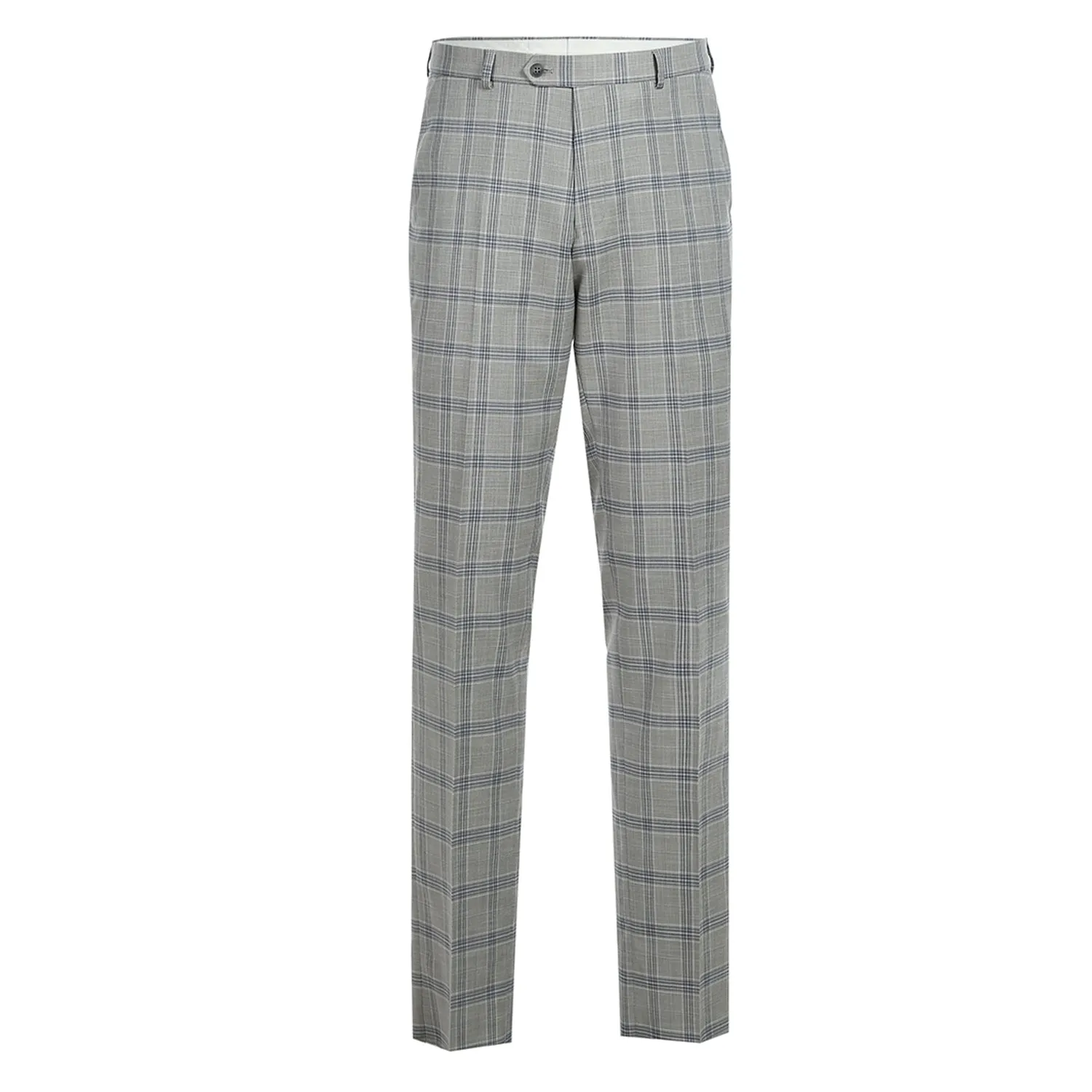 Stretch Performance 2-Button SLIM FIT Suit in Grey and Blue Check (Short, Regular, and Long Available) by Renoir