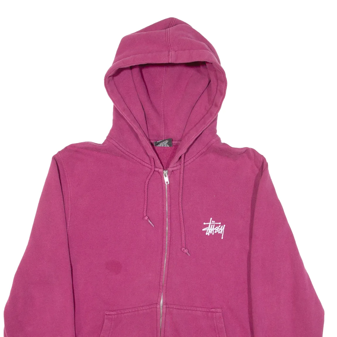 STUSSY Mens Pink Hoodie Full Zip S