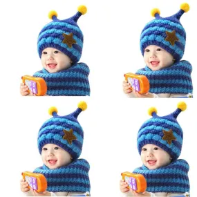 Sweet Child Cute Baby Wool Hat Hooded Scarf Earflap Knit Cap Toddler European and American popular