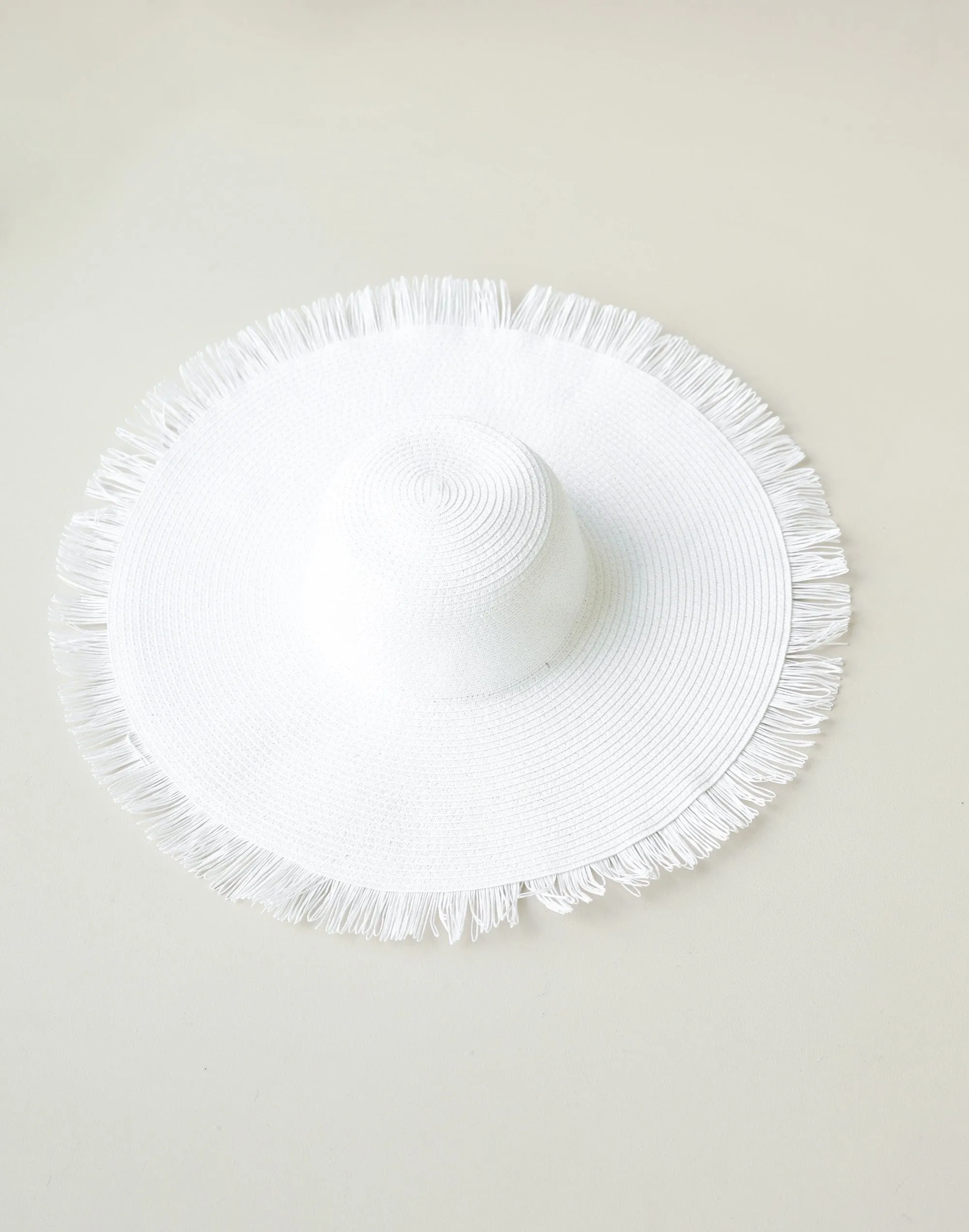 Tamara Wide Brim Straw Hat (White)