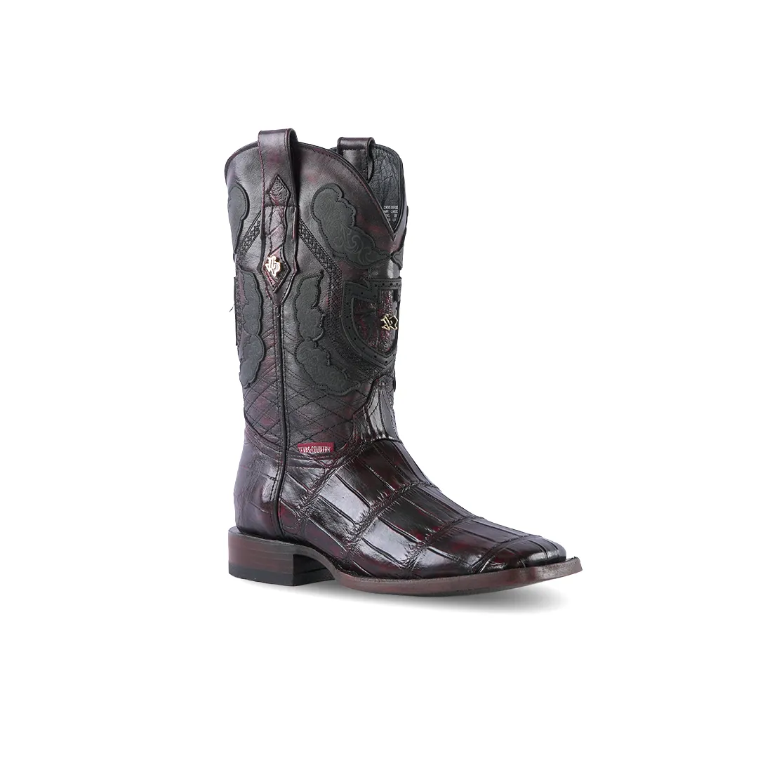 Texas Country Exotic Boot AP50 Alligator Cola Black Cherry Square Toe