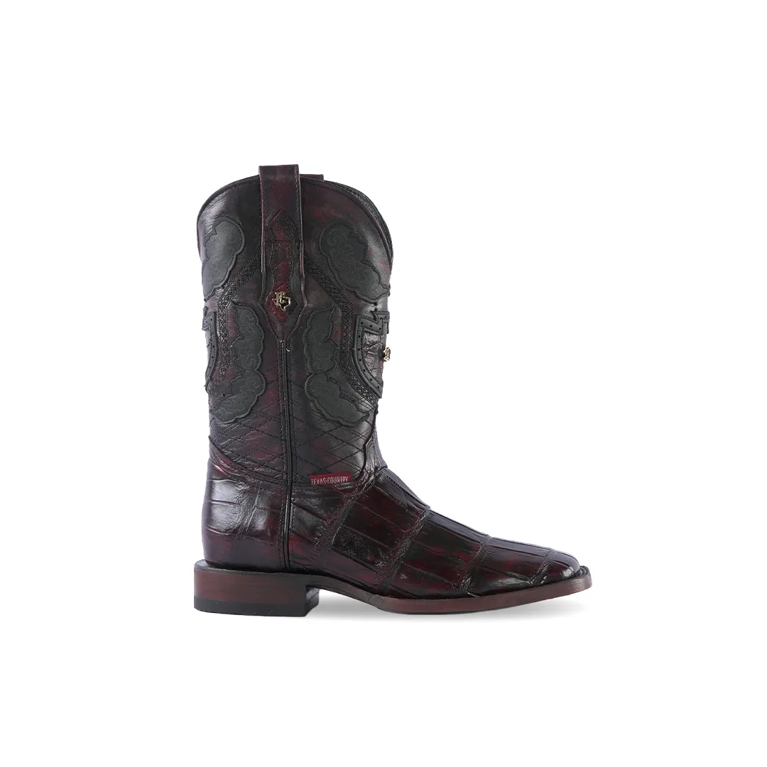 Texas Country Exotic Boot AP50 Alligator Cola Black Cherry Square Toe